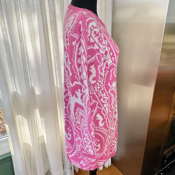 Vintage 1980s sweater, oversized long pink abstract top, Jordache, 10/12 (M/L) - Picture 4 of 8